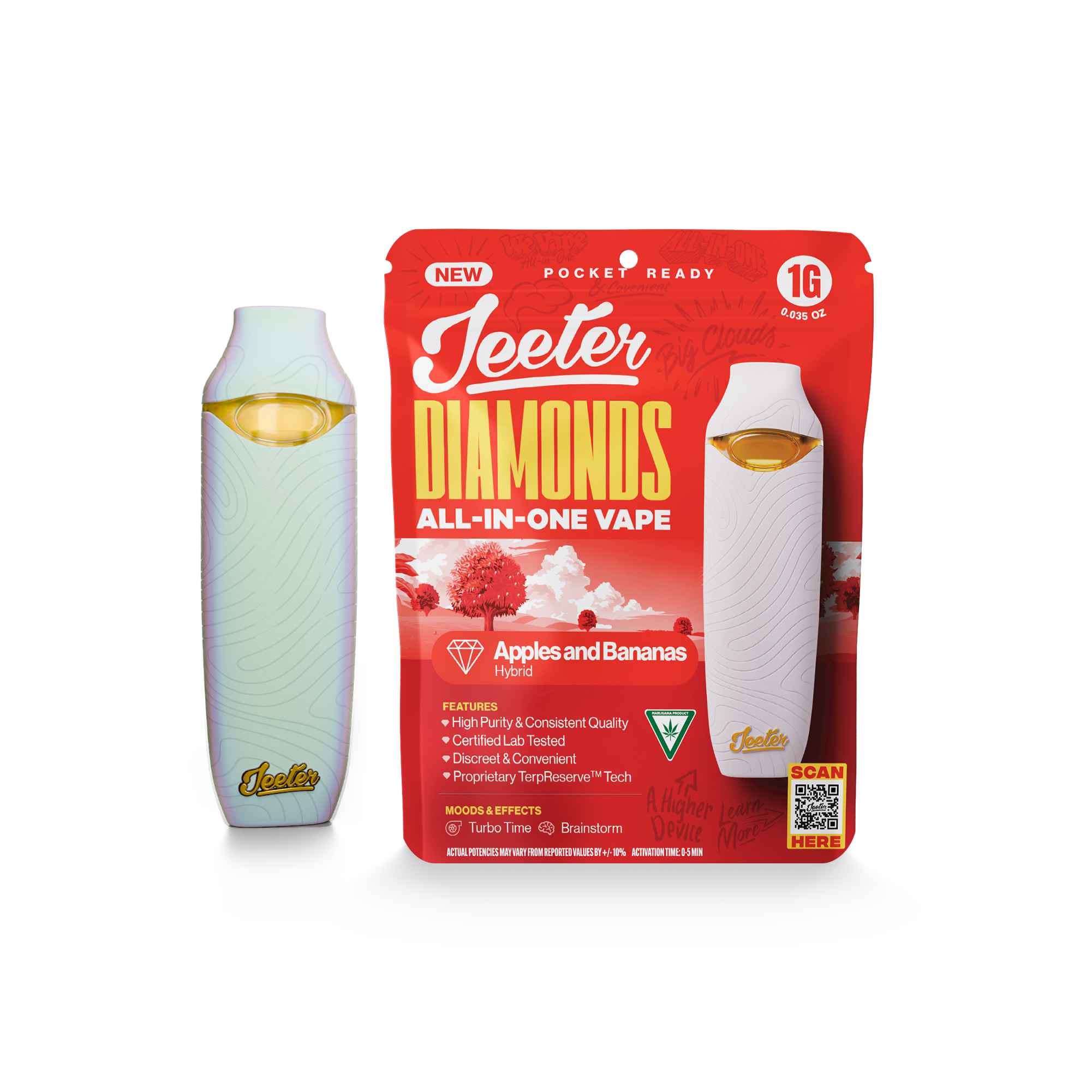 Photograph of product: Apples & Bananas Liquid Diamonds Disposable - 1g