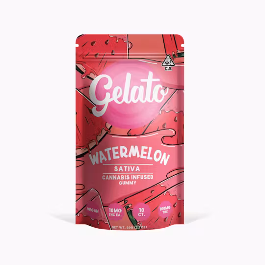 Photograph of product: GELATO | WATERMELON - GUMMIES | 10PK | 200MG | Oui'd