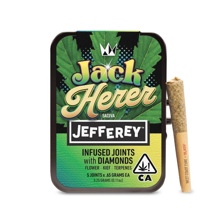 Photograph of product: JEFFEREY INFUSED 5 PACK - JACK HERER .65G - WEST COAST CURE