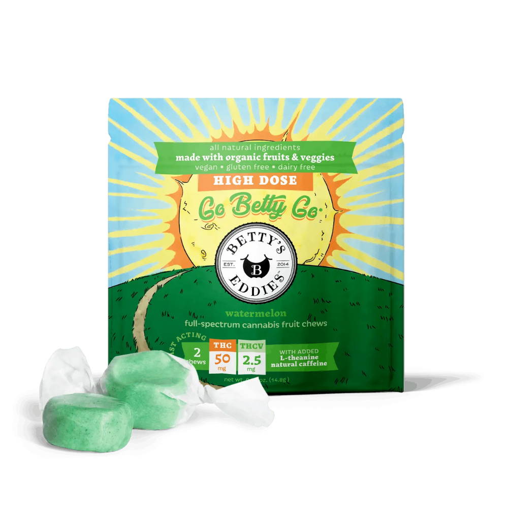 Photograph of product: Watermelon Fruit Chews | Go Betty Go Energy Eddies | 10 Pack High Dose