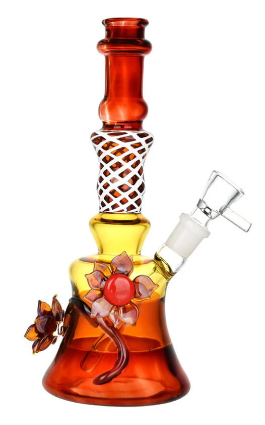 Photograph of product: Amber Autumn Flower Water Pipe - 8.5"