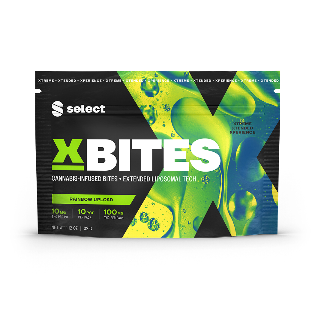 Photograph of product: Select X Bites | Rainbow Upload | 100mg