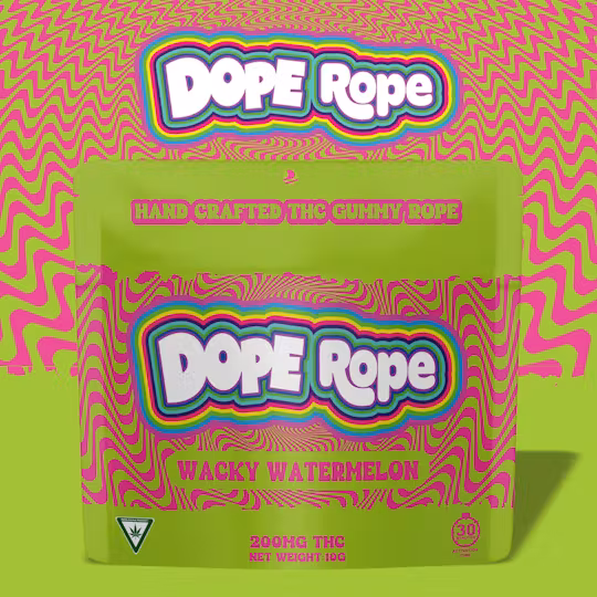 Photograph of product: DOPE ROPE | Edible | Gummies | Wacky Watermelon | 200mg