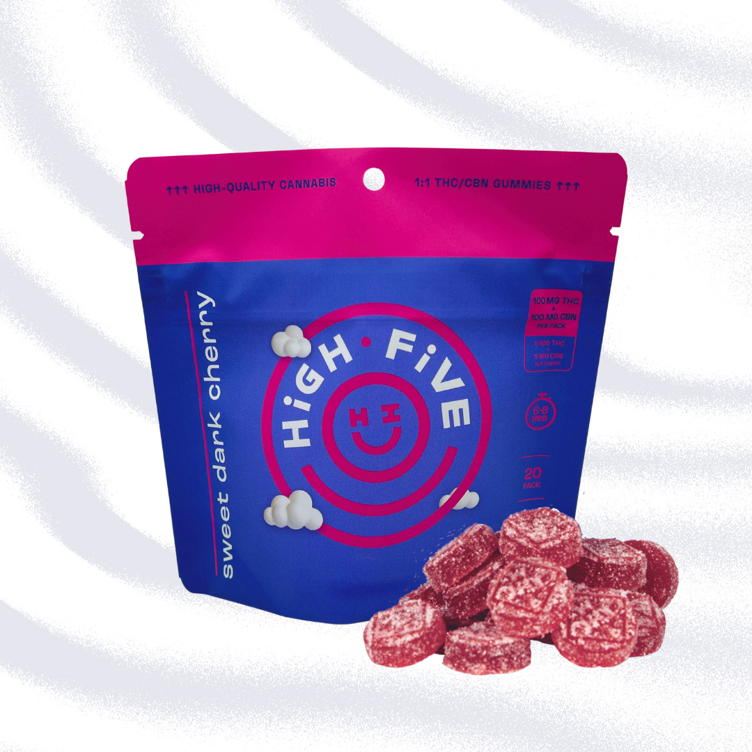 Photograph of product: 1:1 TH-oui:CBN Dark Cherry Gummies 20pk