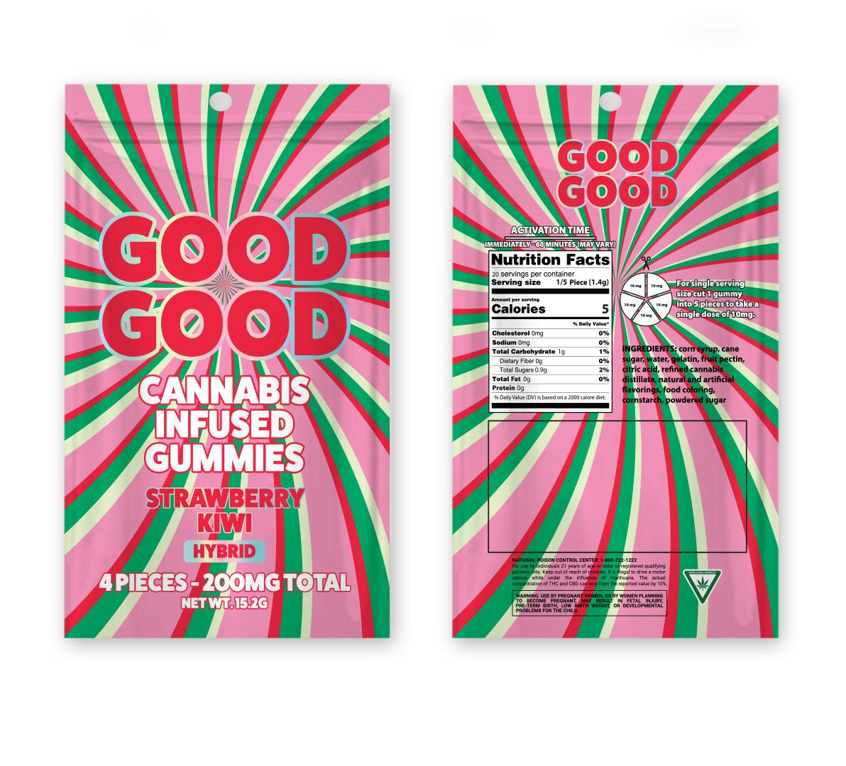 Photograph of product: Good Good - Strawberry Kiwi - 200mg Gummies