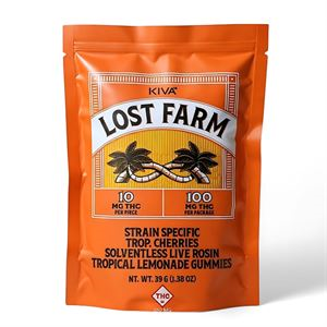 Photograph of product: LOST FARM - GUMMIES ROSIN - 100MG - 10PK - TROP CHERRIES, TROPICAL LEMONADE - Oui'd