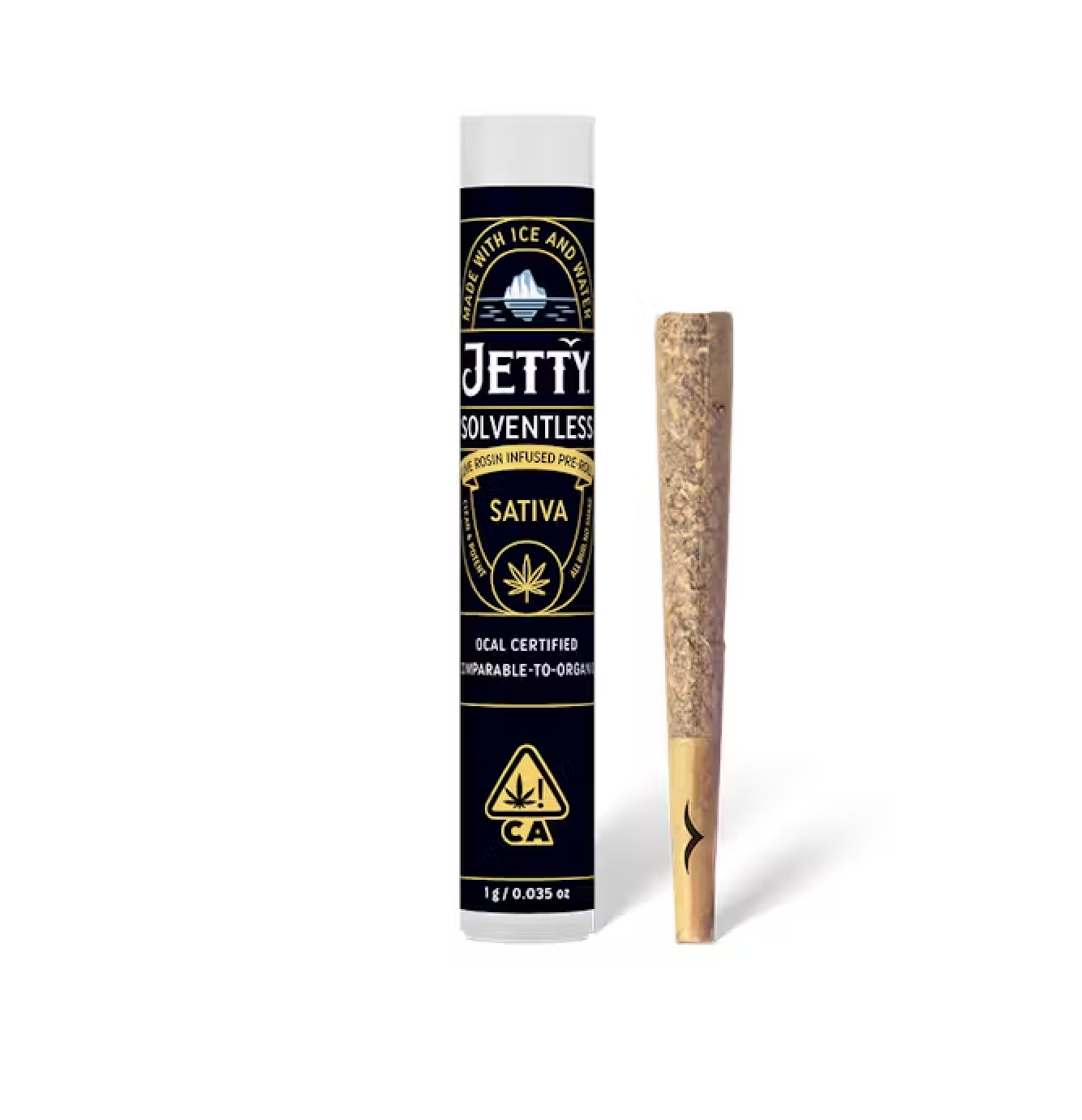 Photograph of product: Jetty Rosin Insfused Preroll 1g - Tangie Cookie Burger x Strawnana Mac (S)