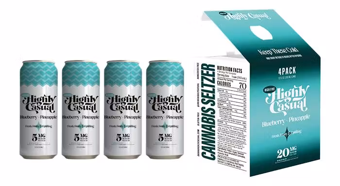 Photograph of product: Highly Casual | 5mg Seltzer | Strawberry + Watermelon Single
