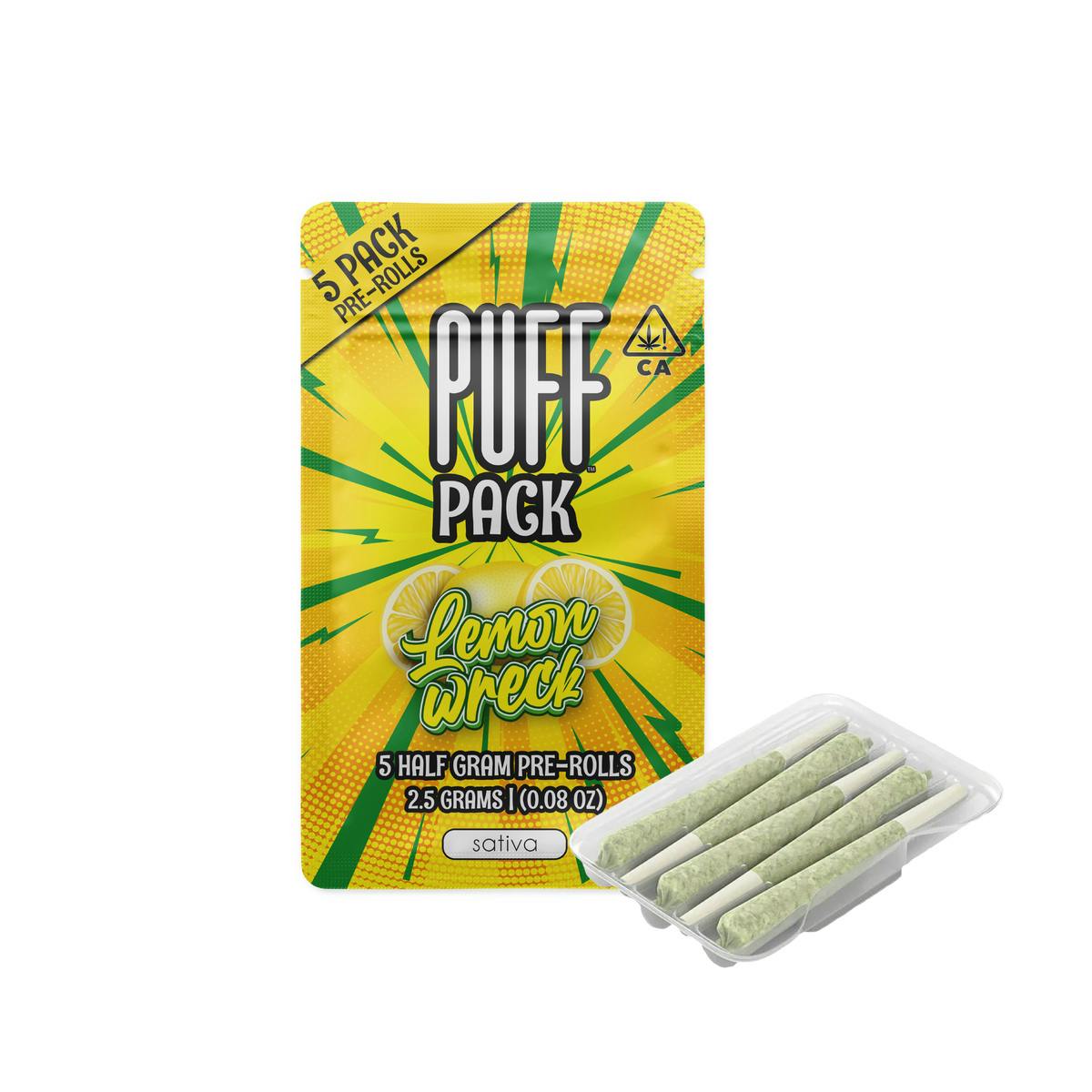 Photograph of product: PUFF - Preroll - Lemon Wreck - 5 pack