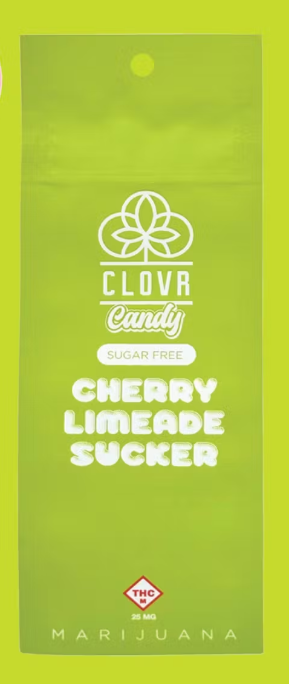 Photograph of product: Sugar Free Cherry Limeade | 25mg | Sucker | Clovr Candy