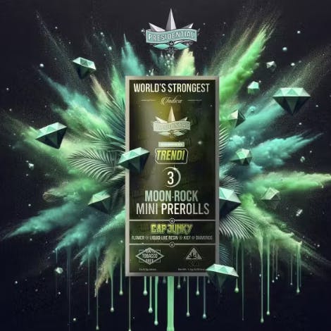 Photograph of product: CAP JUNKY MOONROCK INFUSED PREROLL - 3 PACK - 1.5G - HYBRID - PRESIDENTIAL X  TRENDI