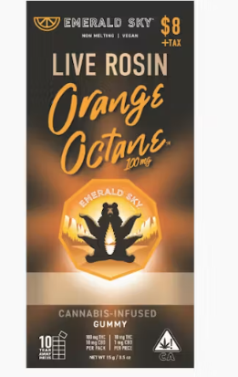 Photograph of product: Emerald Sky Orange Octane Rosin Gummies Oui'd 100mg