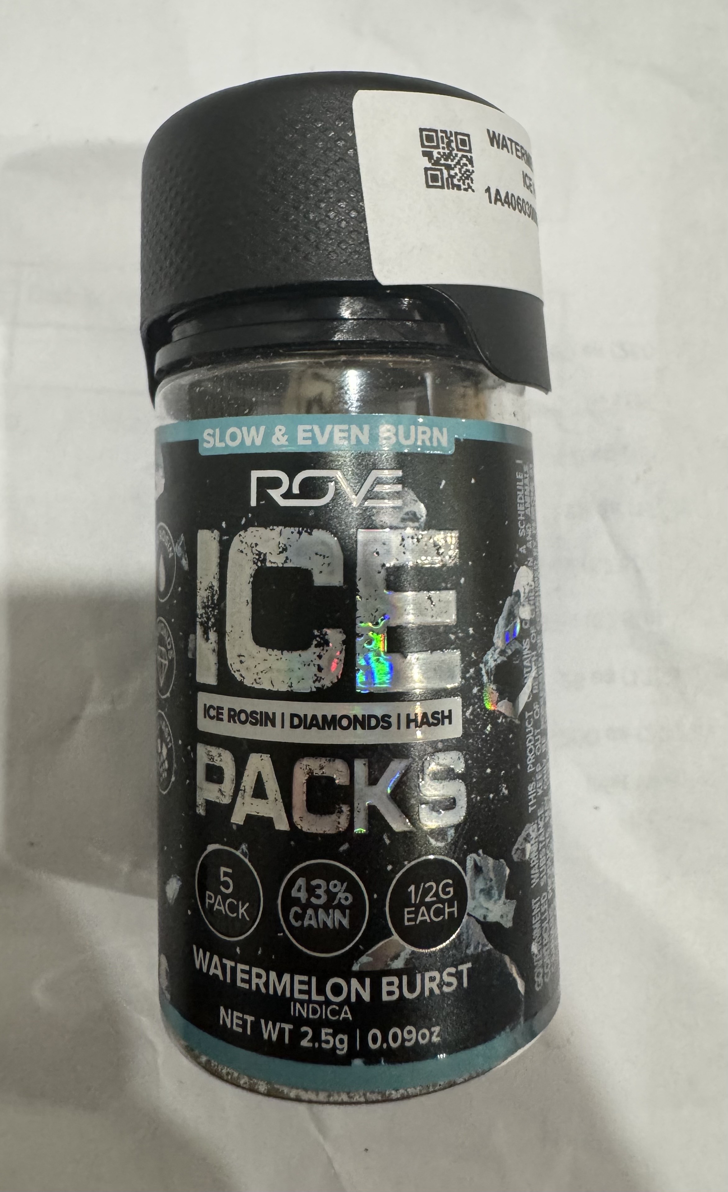 Photograph of product: WATERMELON BURST 2.5G 5 ICE PACK PREROLL - 2.5 G