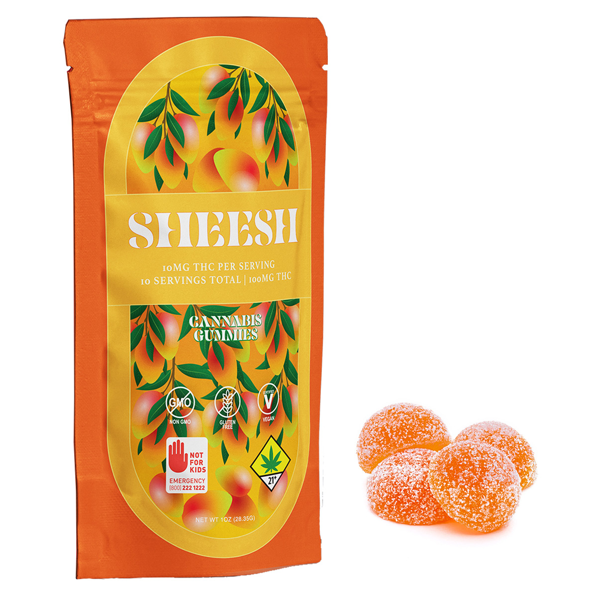 Photograph of product: 100mg Mango au chocolat Rosin Gummies 10pk