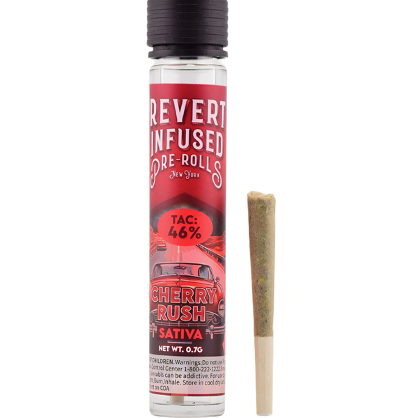 Photograph of product: Revert | Cherry Rush | Infused | Pre-Roll 46% TAC