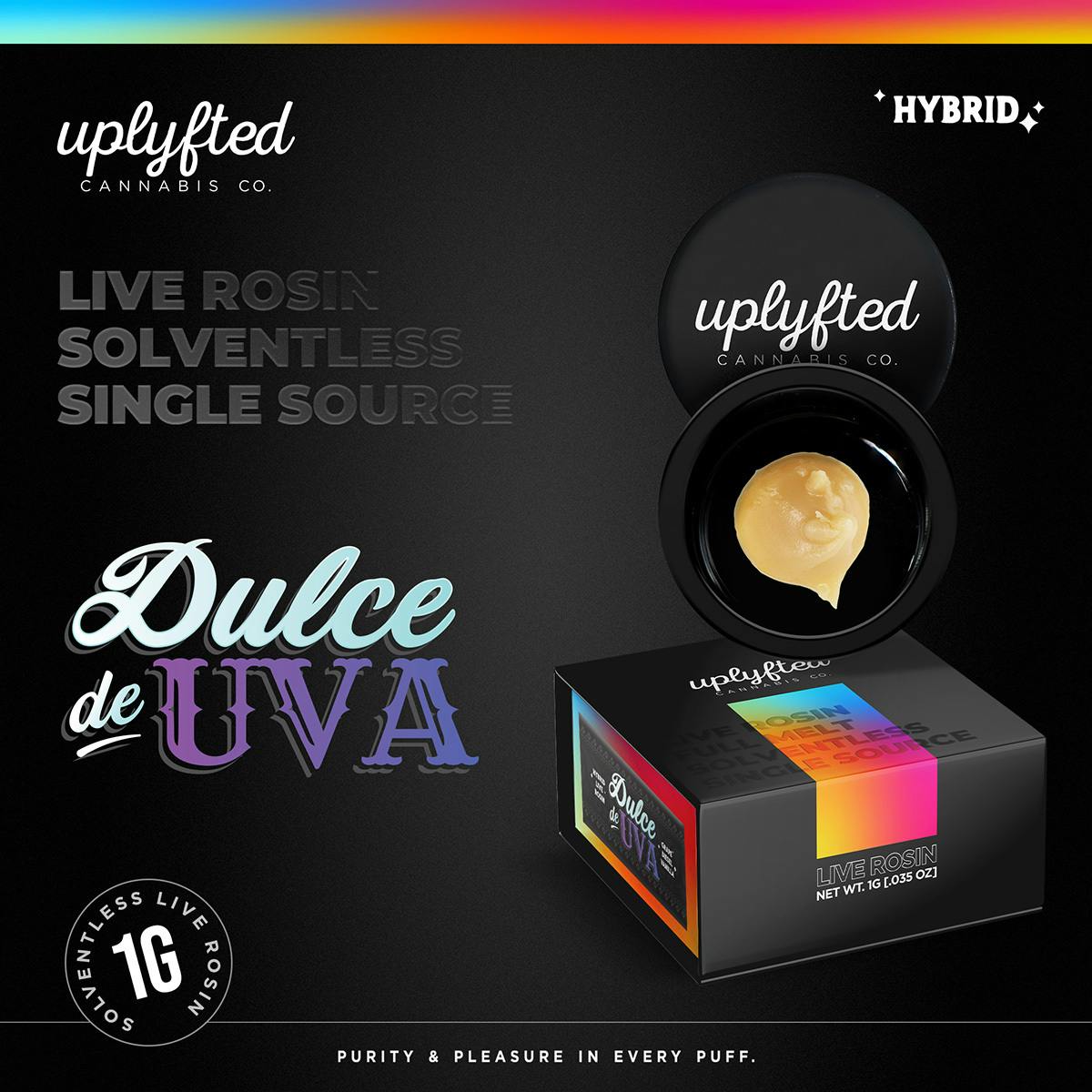 Photograph of product: Uplyfted - Dulce De Uva Live Rosin 1g 90u