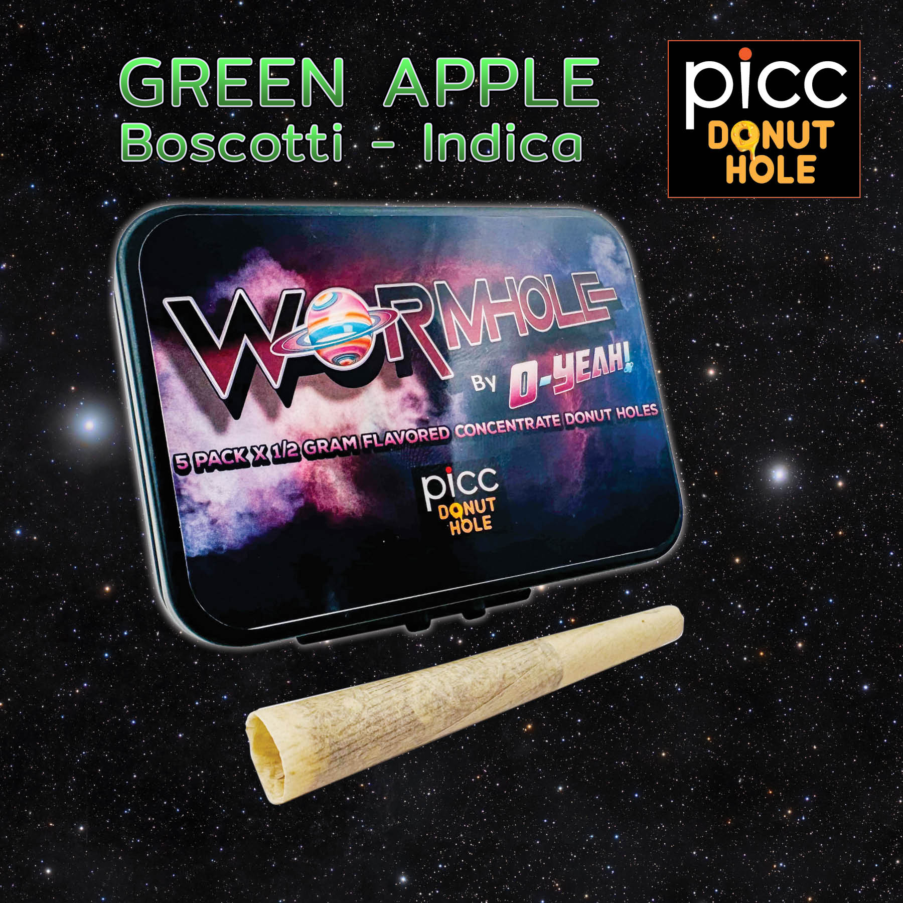 Photograph of product: O-YEAH! | Infused Pre-roll | .5G 5-PACK (2.5G) | Green Apple Boscotti (I)