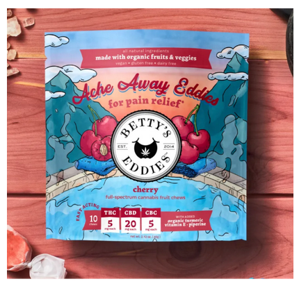 Photograph of product: Chews - Ache Away Cherry - 4:1:1 (CBD:CBC:TH-oui) - 10pcs - 50mg