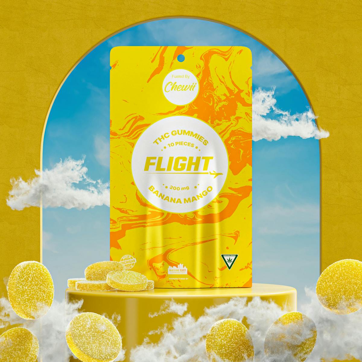 Photograph of product: Chewii Flights | 200mg Gummies | Banana Mango