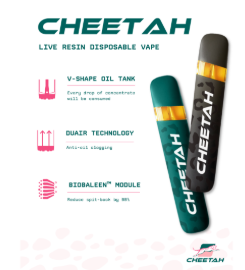Photograph of product: Cheetha | Vape | Disposable | Dirt Squirt | Live Resin | 1g-Oui'd
