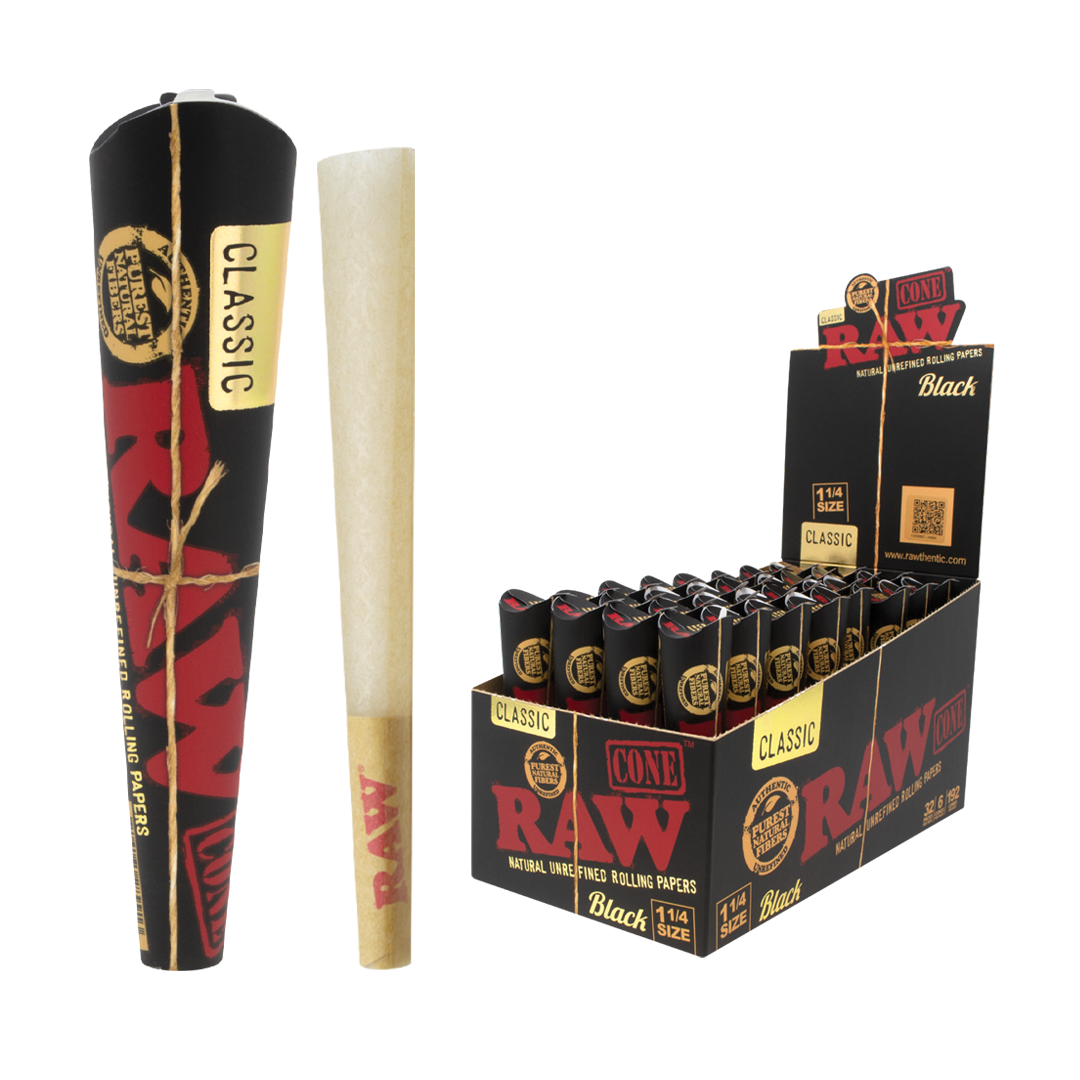 Photograph of product: RAW | Black Classic Cones | 6 Pack | 1  size