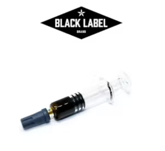 Photograph of product: Black Label Concentrate 1g RSO- Rainbow Belts