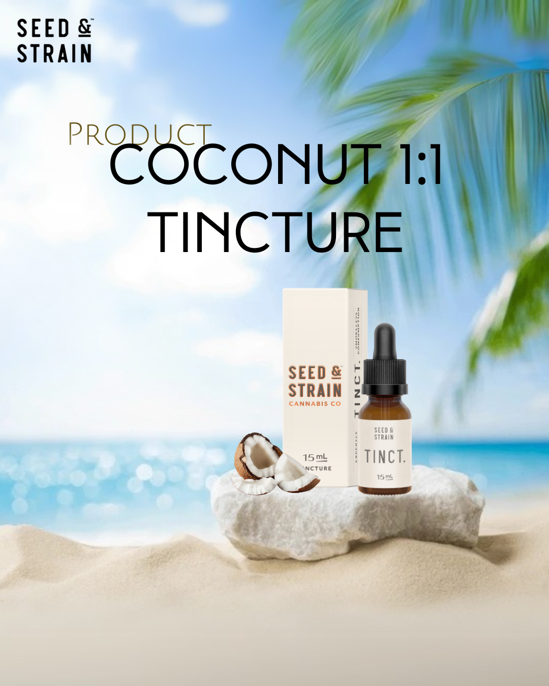 Photograph of product: Seed & Strain Tincture - 1:1 TH-oui/CBD Coconut - 300mg