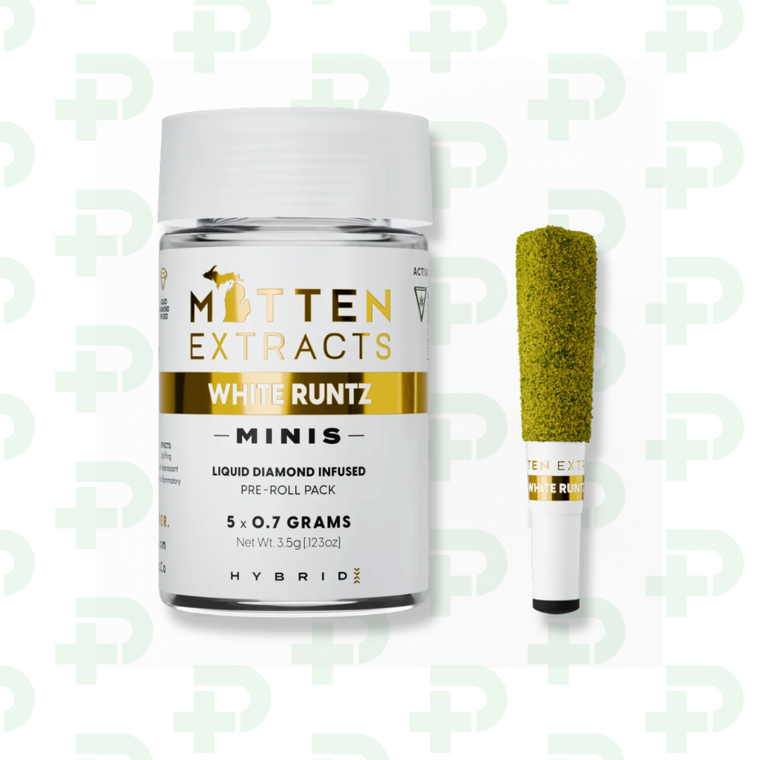Photograph of product: Mitten Extracts 5 Pack Infused Preroll - Hybrid - White Runtz