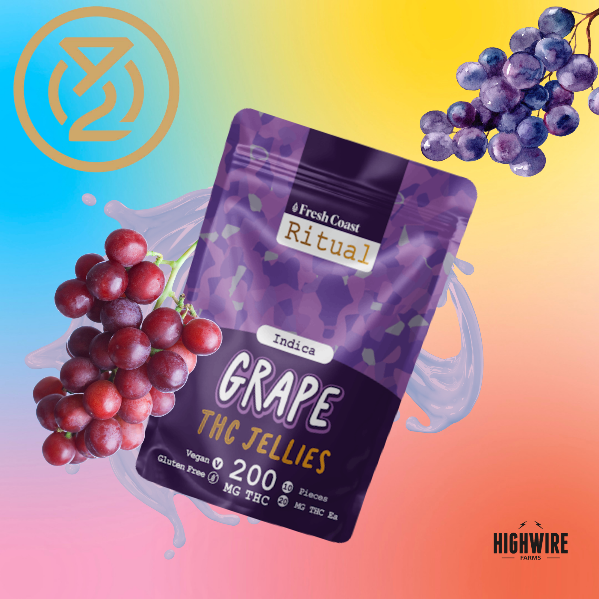 Photograph of product: Jellies Gummies Grape 200mg