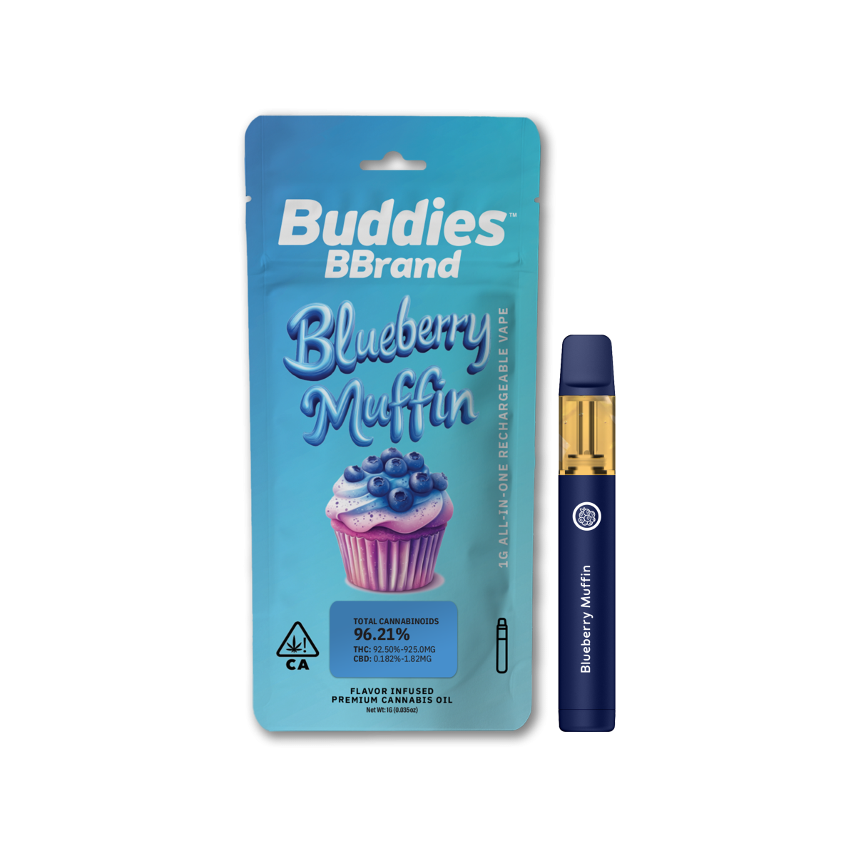 Photograph of product: *!Cartridge - BBrand 1g Disposable - Blueberry Muffin - GREEN LEAF SPECIAL