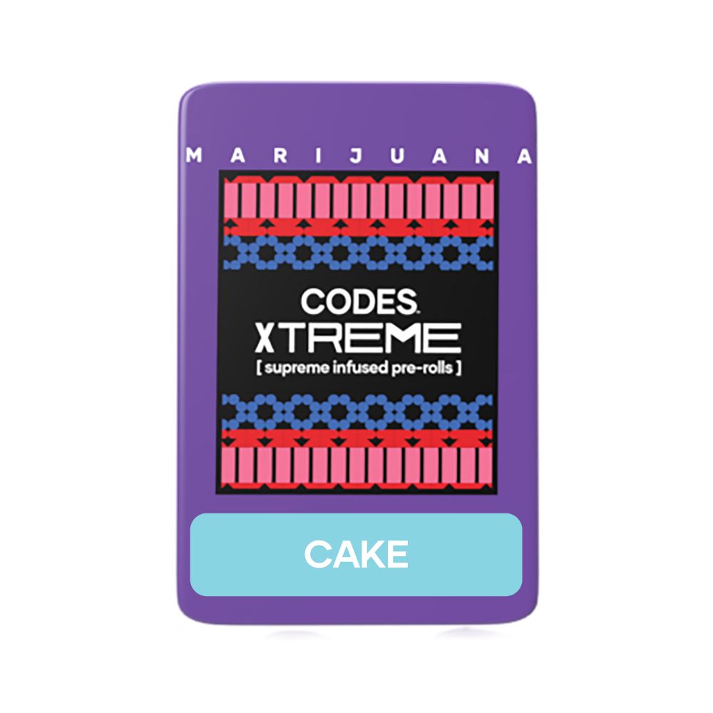 Photograph of product: Codes: Infused Pre-Roll Pack | Cake x Dosilato | Xtreme J's | 0.7g ea | 3pk