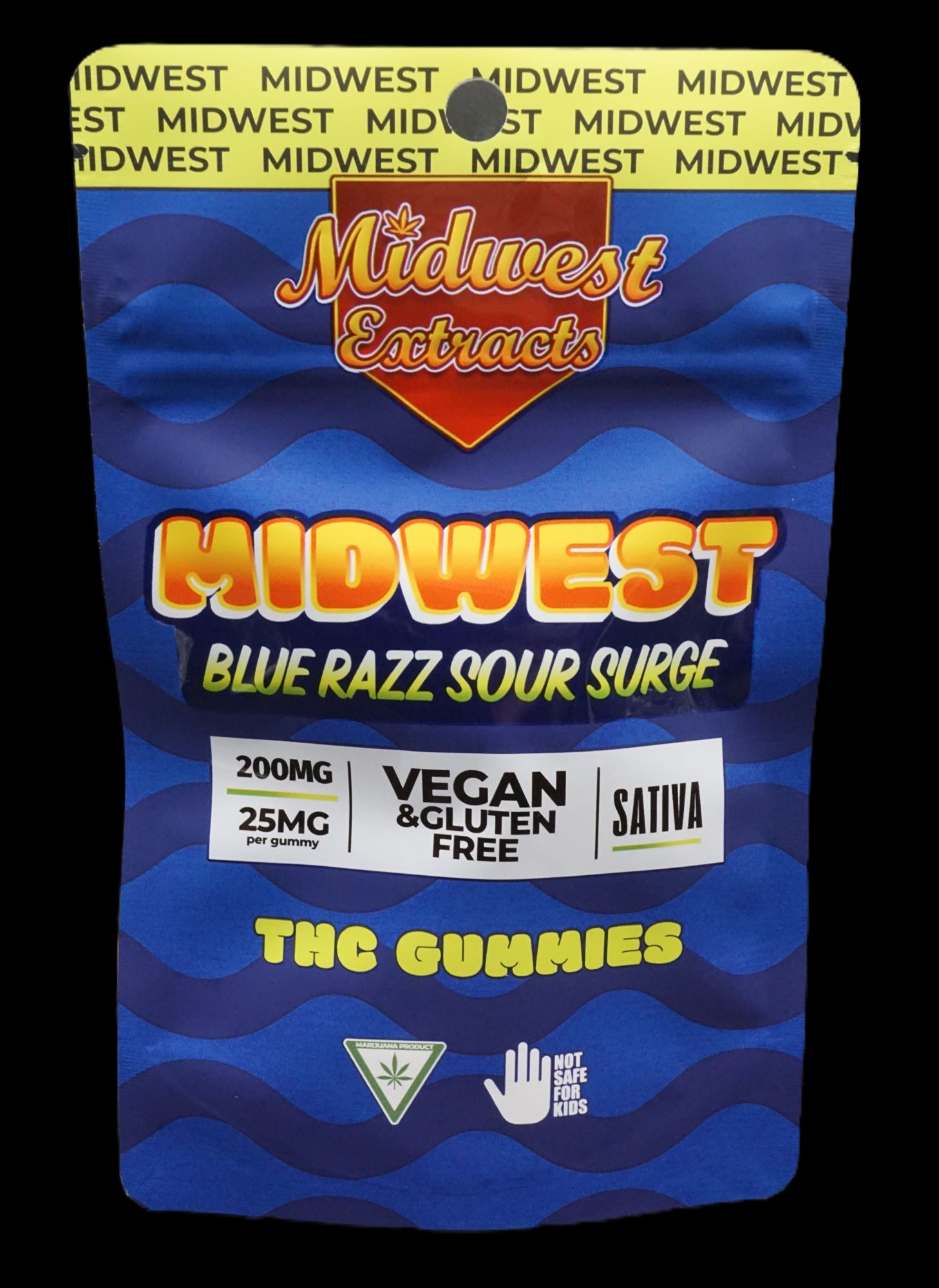 Photograph of product: Midwest Extracts - 200mg Gummies - Blue Razz Sour Surge