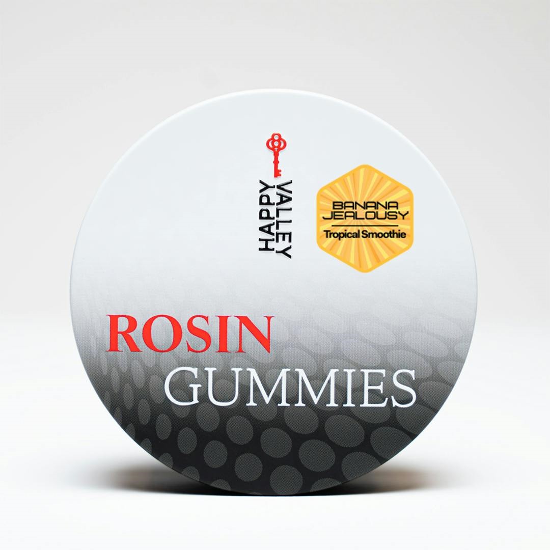 Photograph of product: Banana Jealousy + Tropical Smoothie | Live au chocolat Rosin Gummies 20pk | 100mg