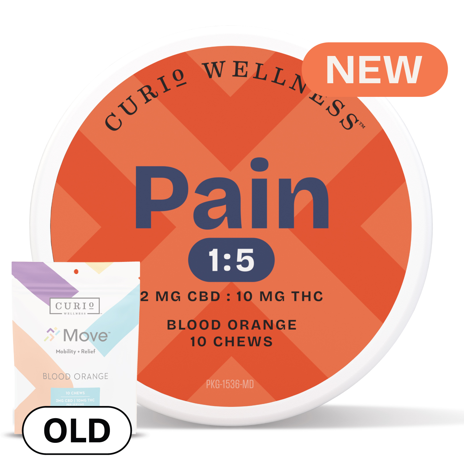 Photograph of product: Pain 1:5 Blood Orange Chews [20mg CBD | 100mg TH-oui] (Formerly Move Relief + Mobility Chews)