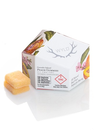 Photograph of product: WYLD 2:1 Peach 10mg CBD : 5mg TH-oui