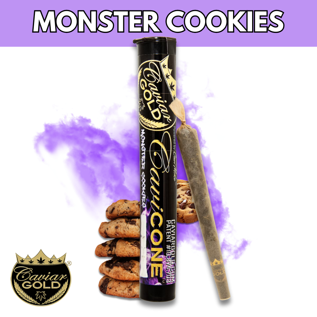 Photograph of Product: Caviar Gold - Infused Pre Roll - Monster Cookies Cavi Cone - 1.3g