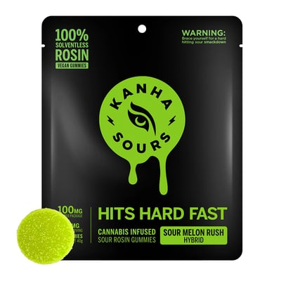 Photograph of product: Sour Melon Rush (H) - 100mg Nano Rosin Gummies