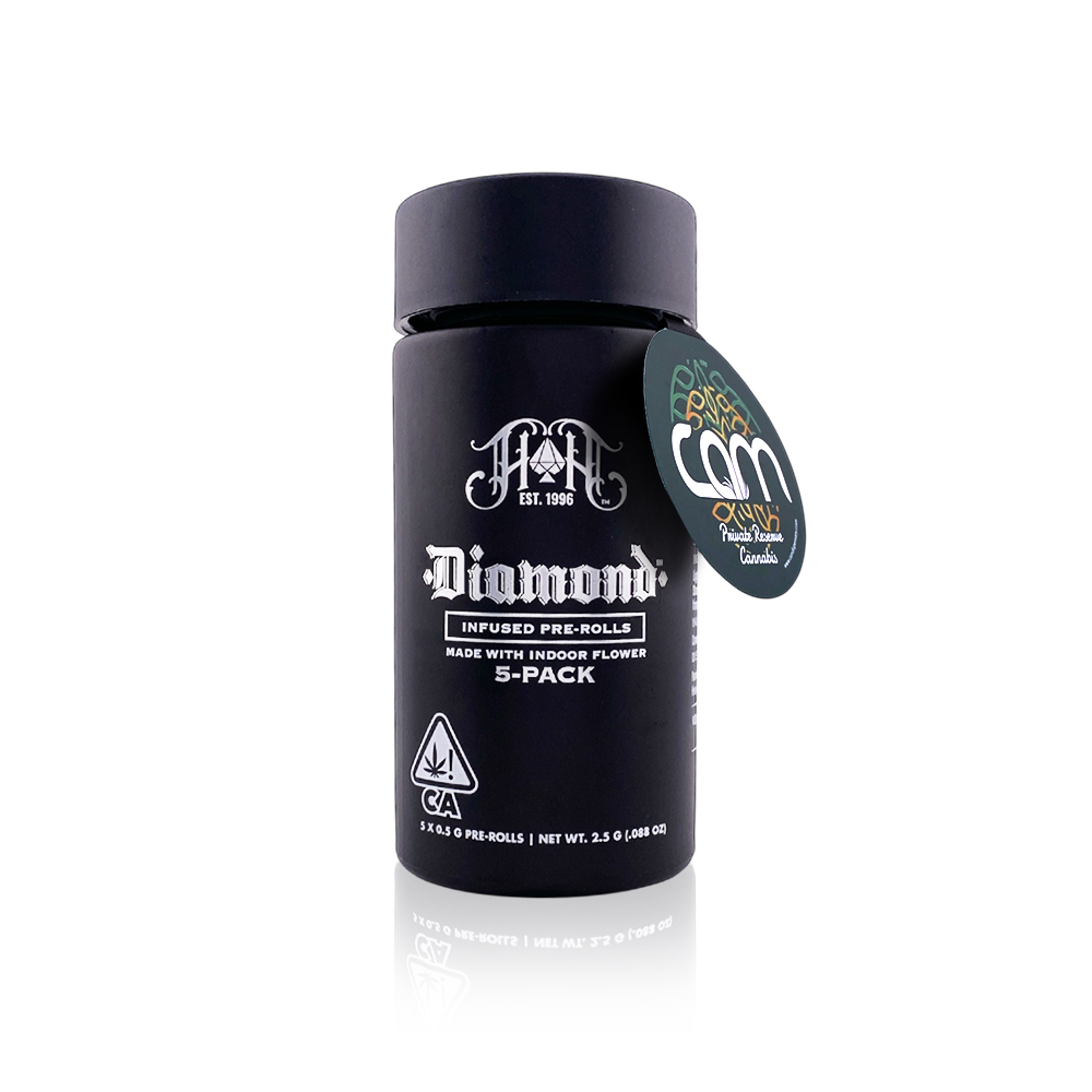 Photograph of product: HEAVY HITTERS - Infused Preroll - Kush Mints - Diamond - 5 Pack - 2.5G