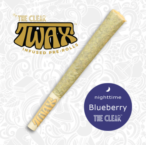 Photograph of product: The Clear TWAX Blueberry Infused Pre-roll