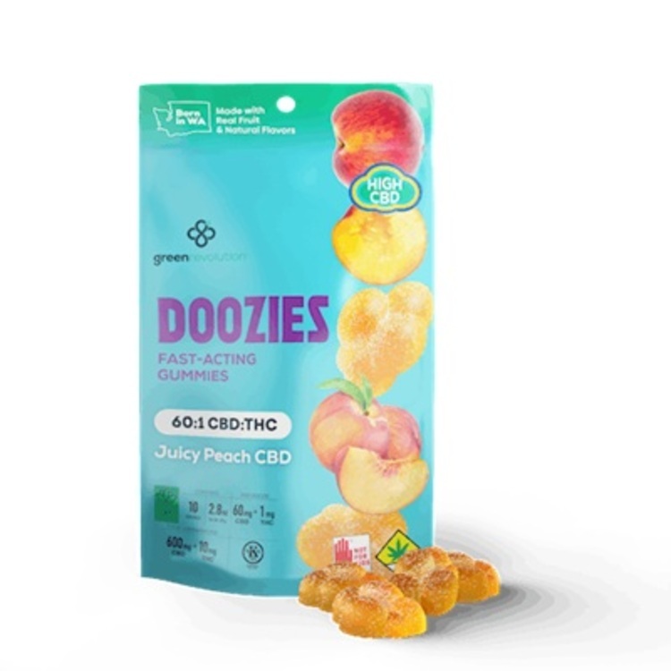 Photograph of product: 10pk Nano Doozies Juicy Peach 60:1 (600mg CBD:10mg TH-oui)