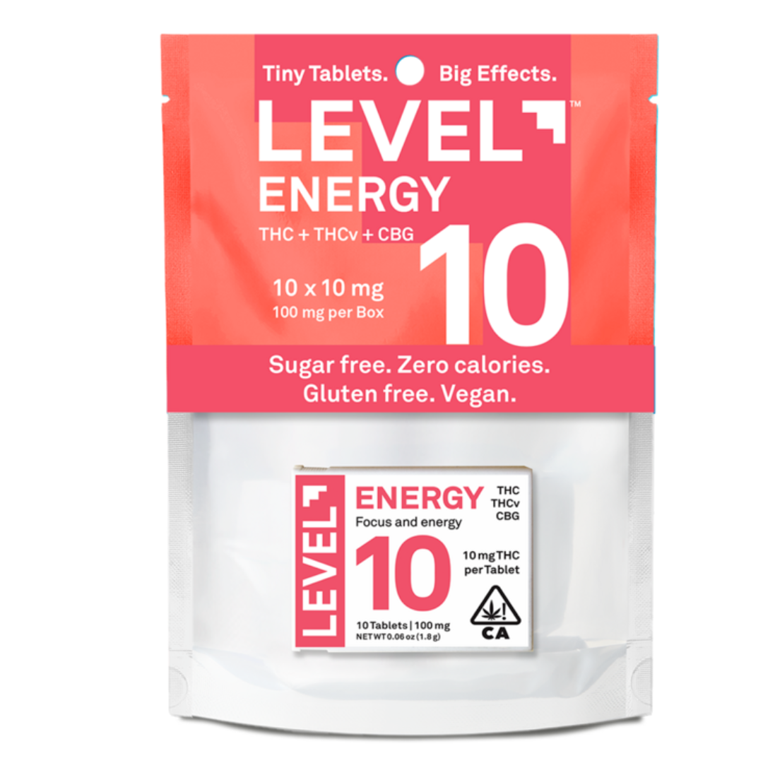 Photograph of product: LEVEL - ENERGY 10MG TABLETS 100MG