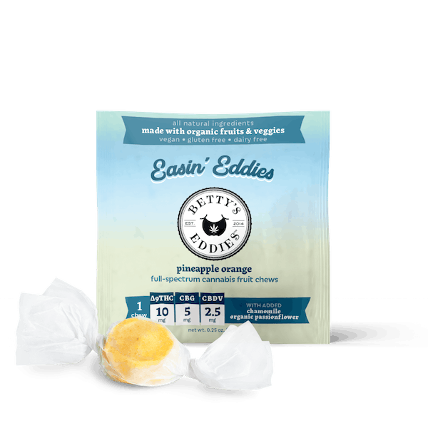 Photograph of product: Betty's Eddies - Pineapple Orange 4:2:1 TH-oui:CBDV:CBG Chews (10ct/10mg)