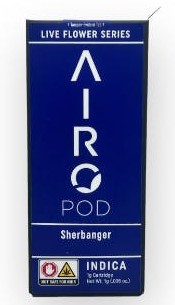 Photograph of product: Sherbanger - Live Flower Cartridge - 1g (REQUIRES AIRO BATTERY)