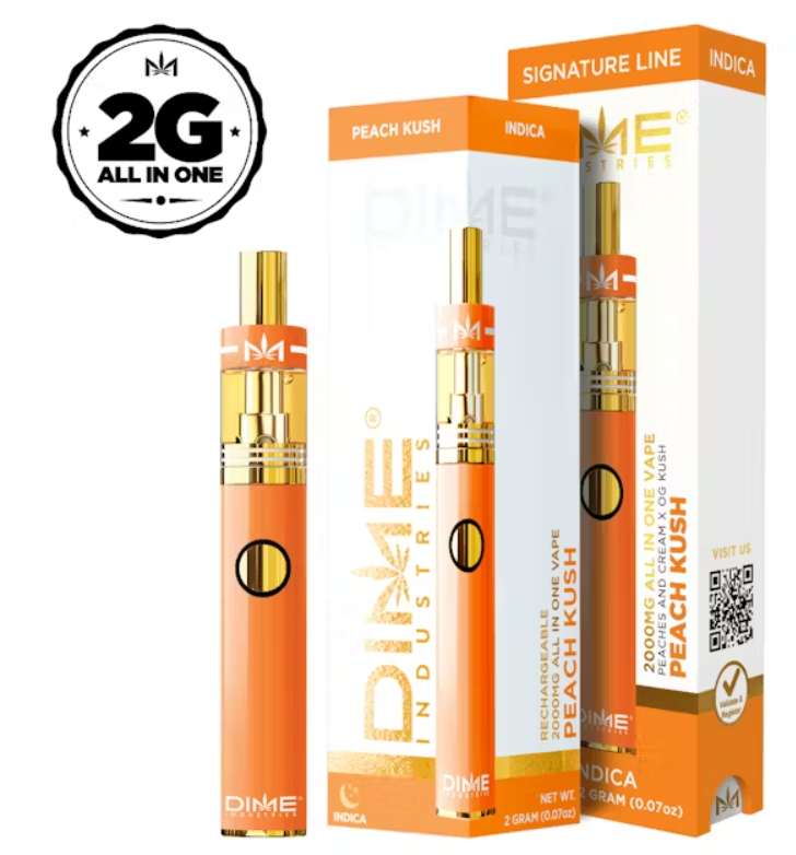 Photograph of product: DIME Peach Kush Signature (I) All-In-One Disposable Vape 2g