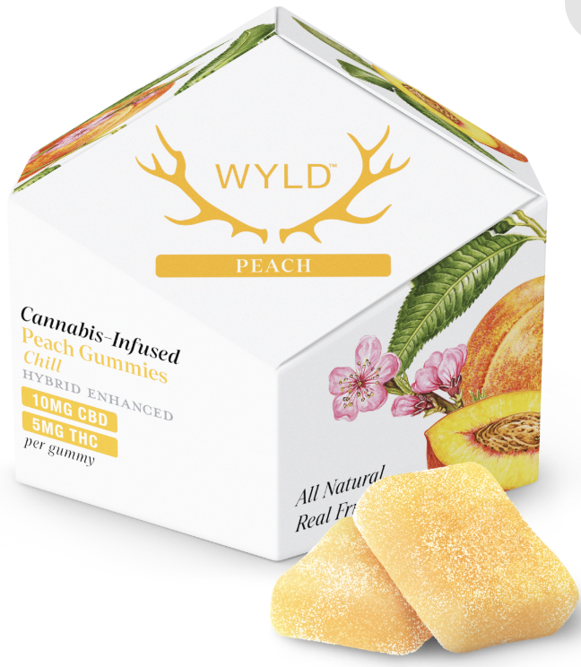 Photograph of product: WYLD-Peach 2:1 CBD + Hybrid Enhanced 100/50mg