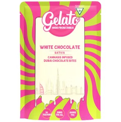 Photograph of product: Gelato Dubai Bites White Chocolate 200mg Rec