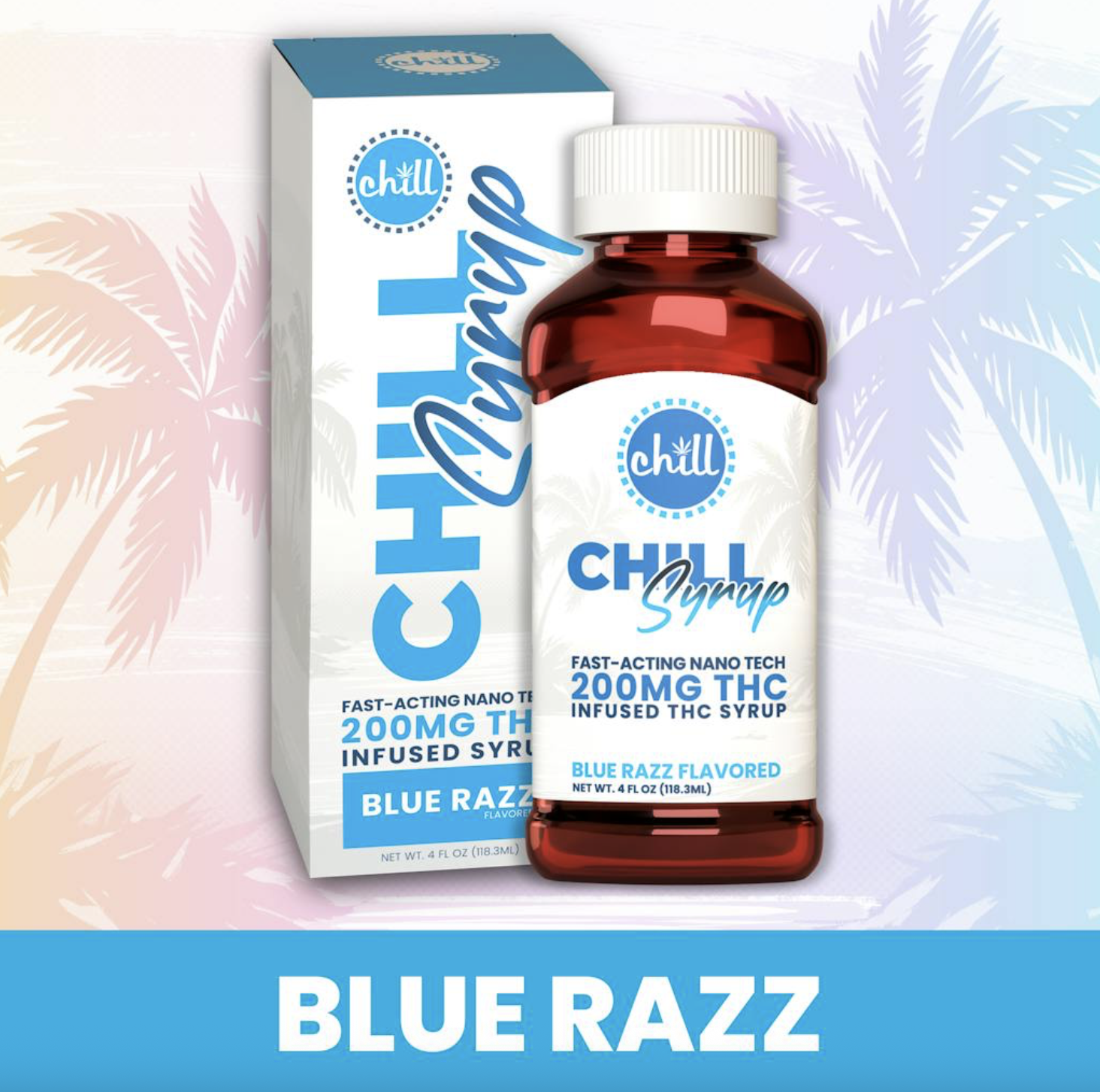 Photograph of product: Chill Medicated | Blue Razz Flavored Syrup | 200mg