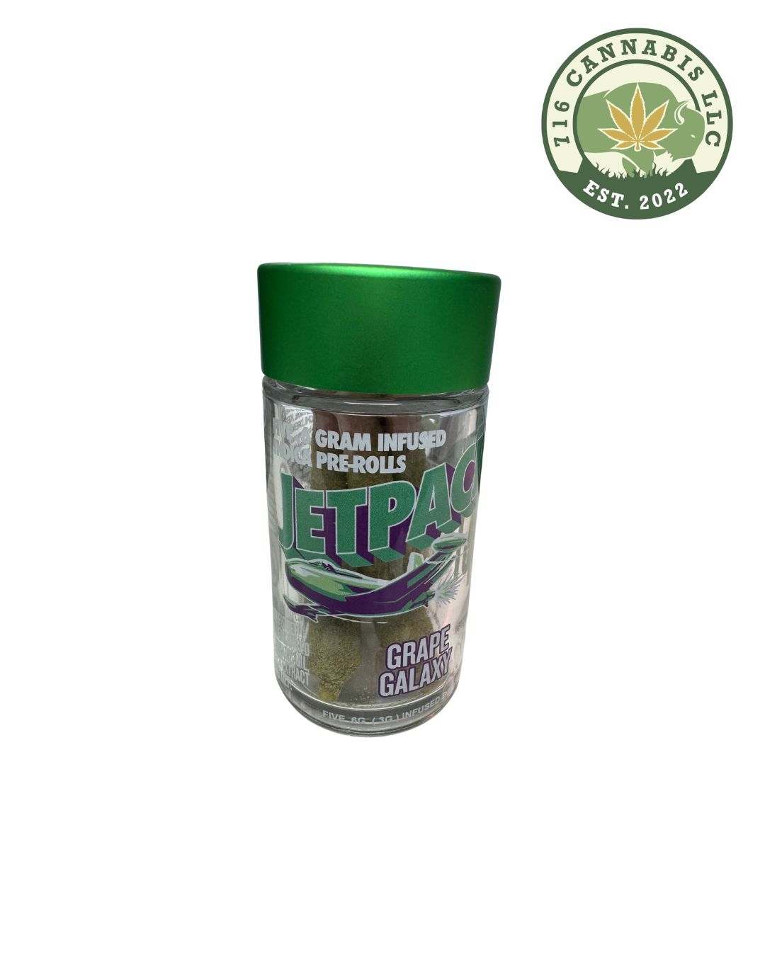 Photograph of product: Jetpacks | Grape Galaxy FJ-3 Infused Pre-Roll 5pk ( Oui'd)