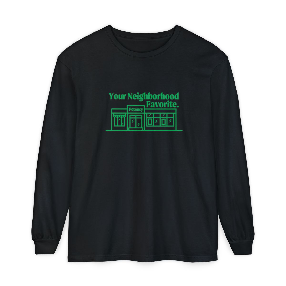 Photograph of product: Black "Neighborhood Favorite" Long Sleeve Shirt- XL