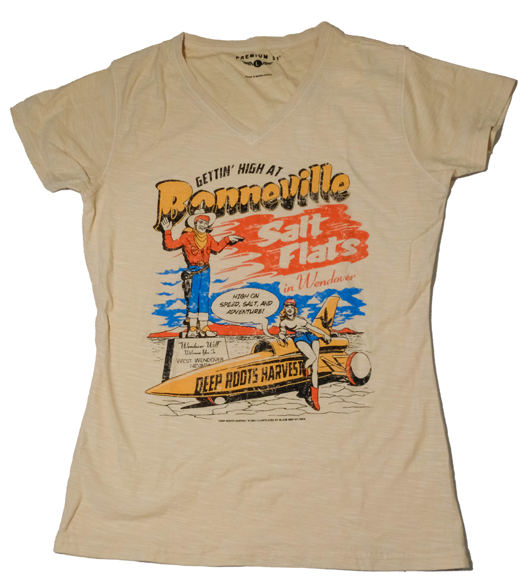 Photograph of product: Bonneville S/S V-Neck Tan Tee - XX-Large